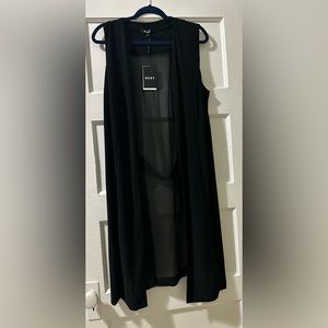 DKNY Black Sleeveless Cardigan (sheer back)